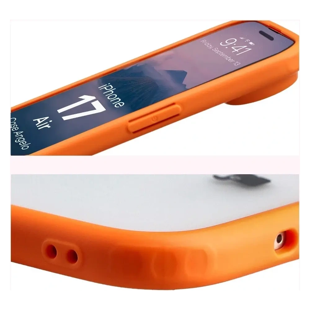 Etui Bizon Case Angelo do Apple iPhone 17 Air półprzezroczyste z pomarańczową ramką