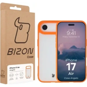 Etui Bizon Case Angelo do Apple iPhone 17 Air półprzezroczyste z pomarańczową ramką
