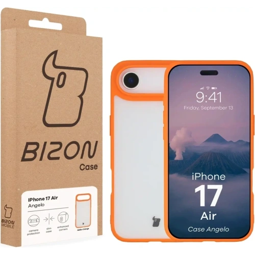 Etui Bizon Case Angelo do Apple iPhone Air półprzezroczyste z pomarańczową ramką