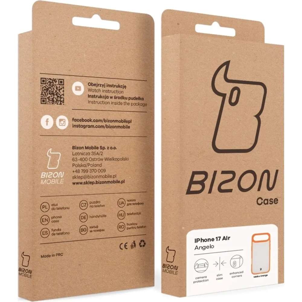 Etui Bizon Case Angelo do Apple iPhone 17 Air półprzezroczyste z pomarańczową ramką