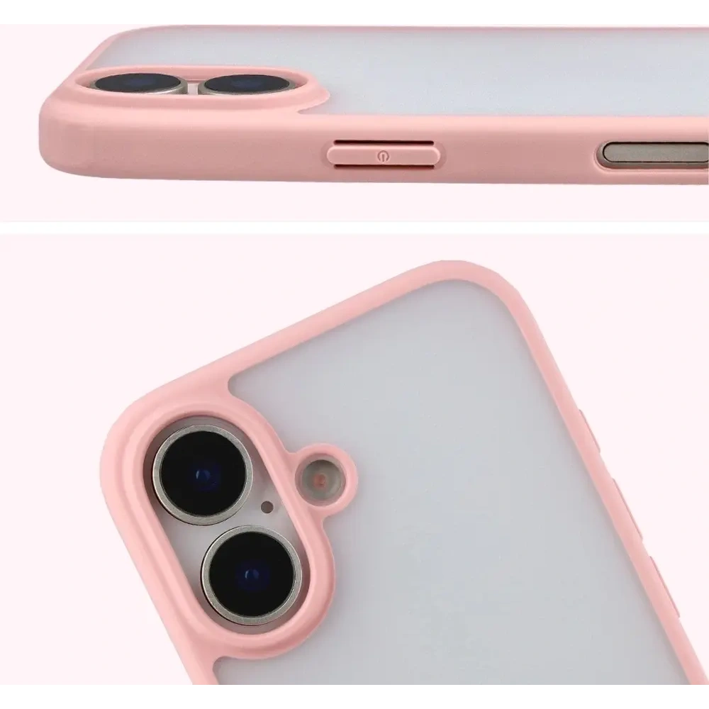 Etui Bizon Case Angelo do Apple iPhone 17 półprzezroczyste z jasnoróżową ramką