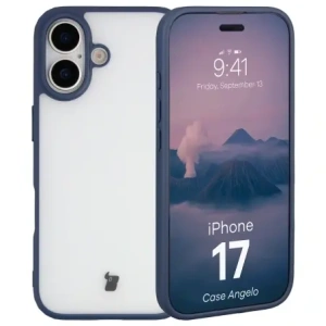 Etui Bizon Case Angelo do Apple iPhone 17 półprzezroczyste z granatową ramką
