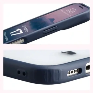 Etui Bizon Case Angelo do Apple iPhone 17 półprzezroczyste z granatową ramką