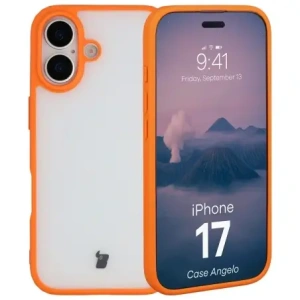 Etui Bizon Case Angelo do Apple iPhone 17 półprzezroczyste z pomarańczową ramką