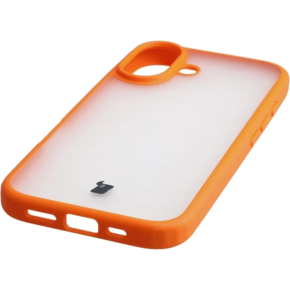 Etui Bizon Case Angelo do Apple iPhone 17 półprzezroczyste z pomarańczową ramką