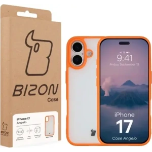 Etui Bizon Case Angelo do Apple iPhone 17 półprzezroczyste z pomarańczową ramką
