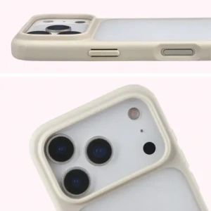 Etui Bizon Case Angelo do Apple iPhone 17 Pro półprzezroczyste z beżową ramką