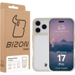 Etui Bizon Case Angelo do Apple iPhone 17 Pro półprzezroczyste z beżową ramką