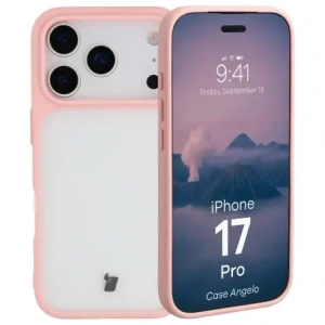 Etui Bizon Case Angelo do Apple iPhone 17 Pro półprzezroczyste z jasnoróżową ramką