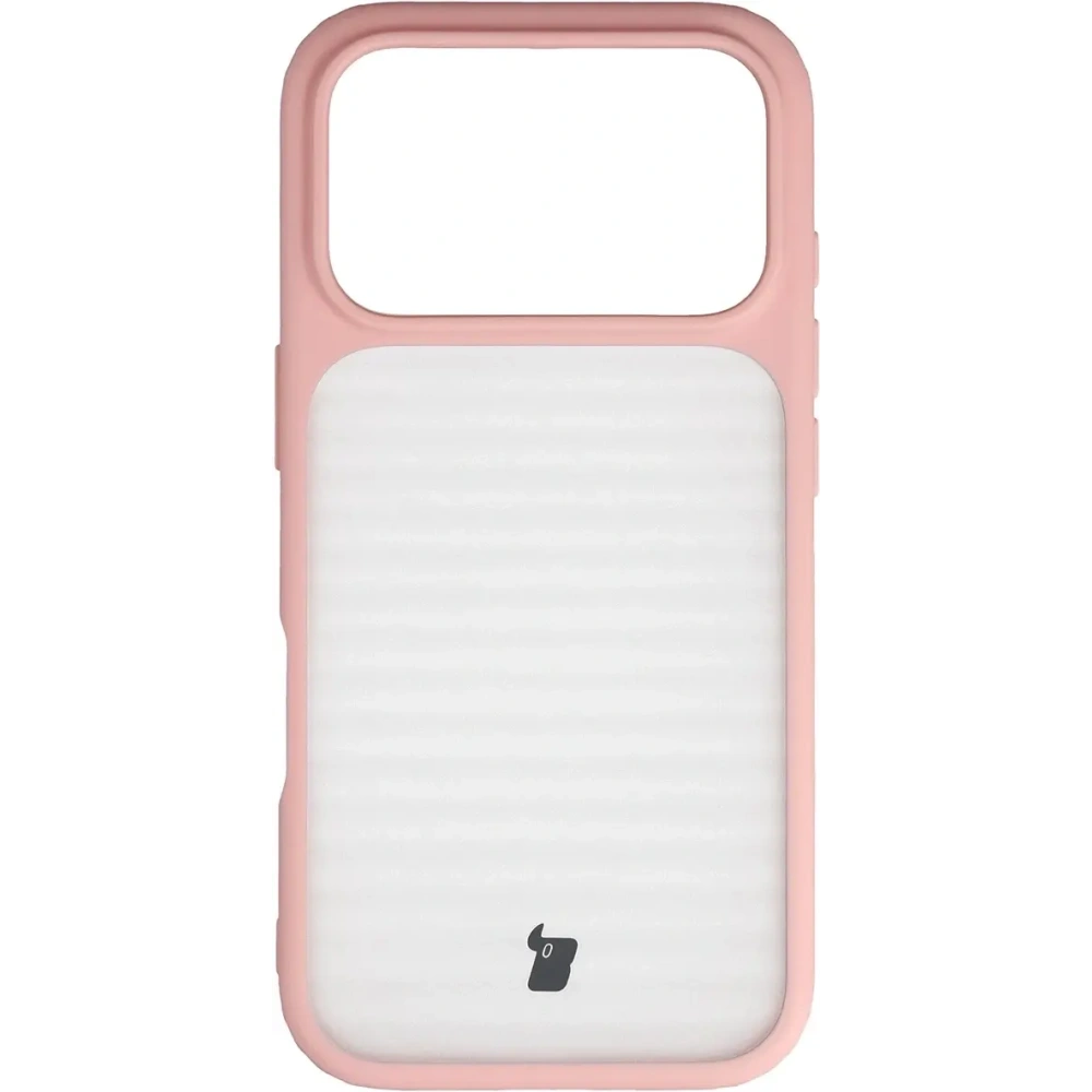 Etui Bizon Case Angelo do Apple iPhone 17 Pro półprzezroczyste z jasnoróżową ramką