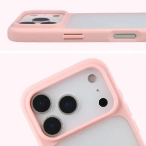 Etui Bizon Case Angelo do Apple iPhone 17 Pro półprzezroczyste z jasnoróżową ramką