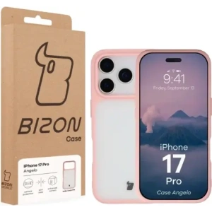 Etui Bizon Case Angelo do Apple iPhone 17 Pro półprzezroczyste z jasnoróżową ramką