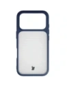 Etui Bizon Case Angelo do Apple iPhone 17 Pro półprzezroczyste z granatową ramką