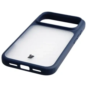 Etui Bizon Case Angelo do Apple iPhone 17 Pro półprzezroczyste z granatową ramką