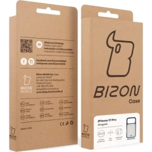 Etui Bizon Case Angelo do Apple iPhone 17 Pro półprzezroczyste z granatową ramką