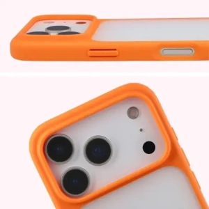 Etui Bizon Case Angelo do Apple iPhone 17 Pro półprzezroczyste z pomarańczową ramką