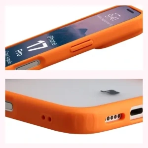 Etui Bizon Case Angelo do Apple iPhone 17 Pro półprzezroczyste z pomarańczową ramką