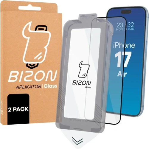 Szkło hartowane z ramką do łatwej aplikacji Bizon Glass Aplikator do Apple iPhone Air [2 PACK]