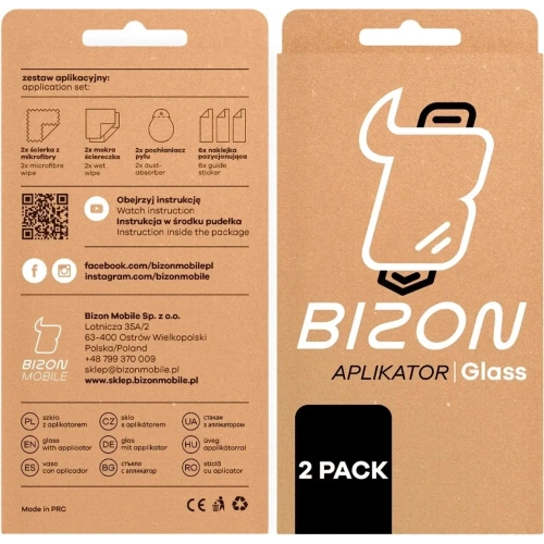 Szkło hartowane z ramką do łatwej aplikacji Bizon Glass Aplikator do Apple iPhone Air [2 PACK]
