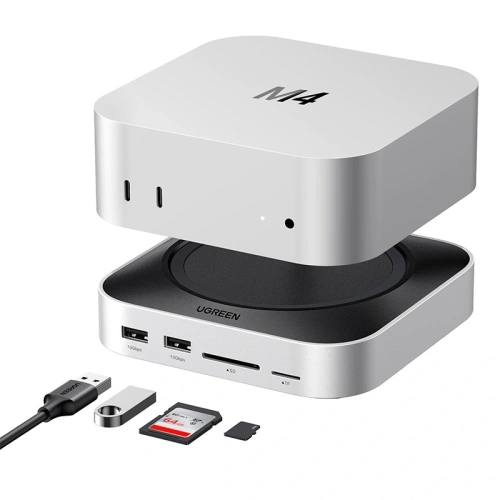 Stacja dokująca 11w1 UGREEN CM841 USB-C / 3xUSB-A 3.2, 2xUSB-C 3.2, 2xUSB-A 3.0, NVMe, SD/TF (szara)