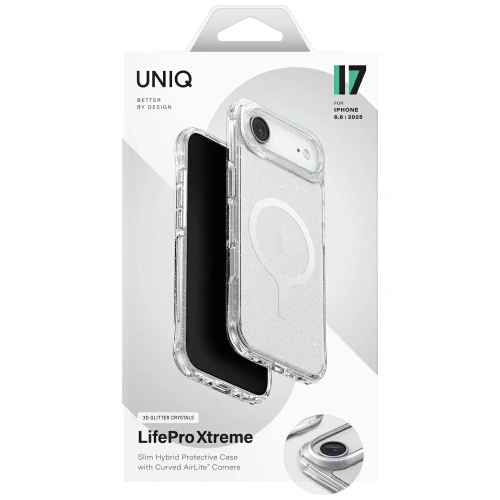 Etui UNIQ LifePro Xtreme do Apple iPhone Air MagClick Charging przezroczysty/brokat