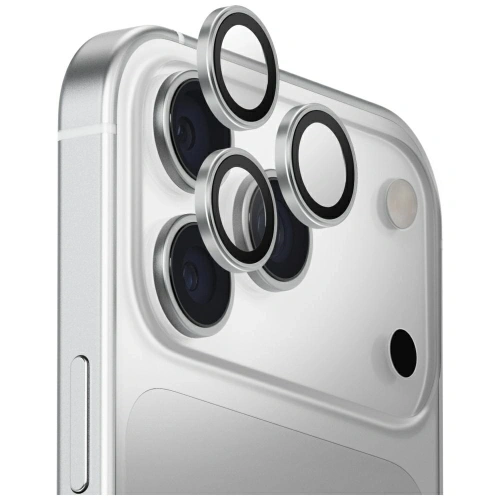 Szkło na obiektyw aparatu UNIQ Optix Aluminium Camera Lens Protector do Apple iPhone 17 Pro / iPhone 17 Pro Max z aplikatorem srebrny