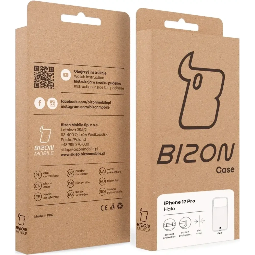 Etui Bizon Case Halo do Apple iPhone 17 Pro przezroczyste