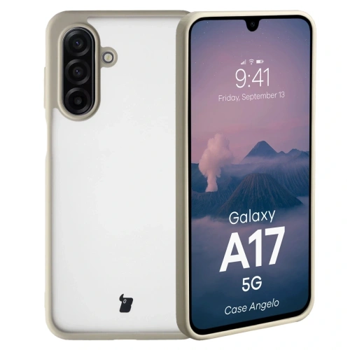 Etui Bizon Case Angelo do Samsung Galaxy A17 5G półprzezroczyste z beżową ramką