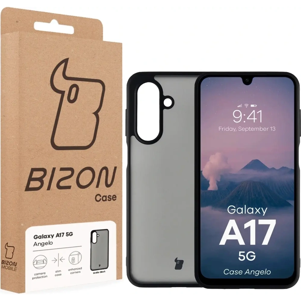 Etui Bizon Case Angelo do Samsung Galaxy A17 5G przydymione z czarną ramką