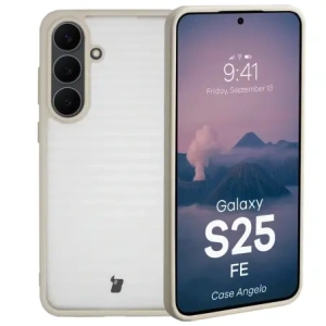 Bizon pouzdro Angelo Samsung Galaxy S25 FE poloprůhledné s béžovým rámem