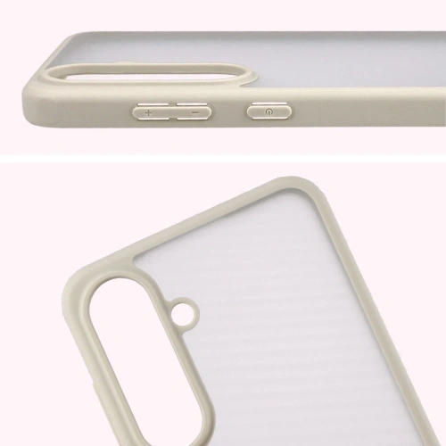 Etui Bizon Case Angelo do Samsung Galaxy S25 FE półprzezroczyste z beżową ramką