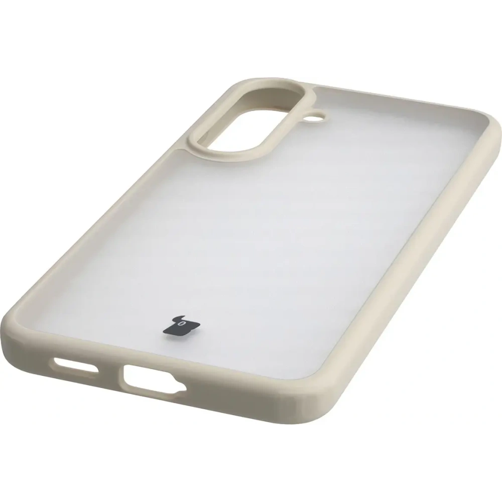 Etui Bizon Case Angelo do Samsung Galaxy S25 FE półprzezroczyste z beżową ramką