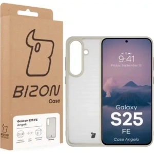 Bizon pouzdro Angelo Samsung Galaxy S25 FE poloprůhledné s béžovým rámem