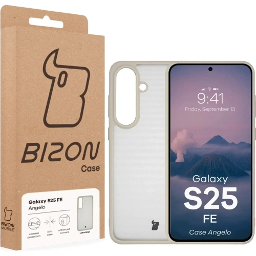 Etui Bizon Case Angelo do Samsung Galaxy S25 FE półprzezroczyste z beżową ramką
