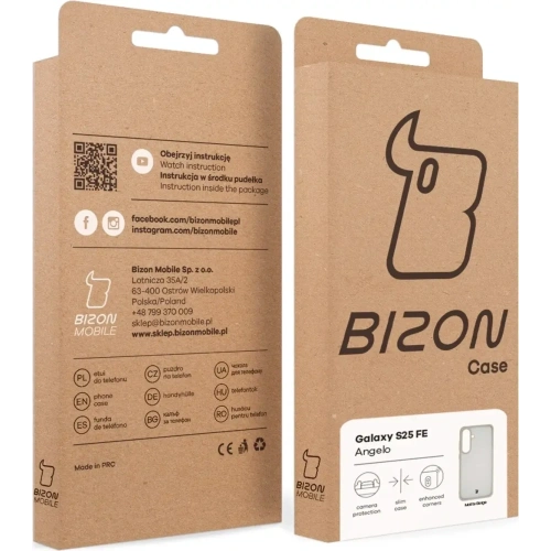 Etui Bizon Case Angelo do Samsung Galaxy S25 FE półprzezroczyste z beżową ramką