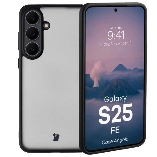 Etui Bizon Case Angelo do Samsung Galaxy S25 FE przydymione z czarną ramką