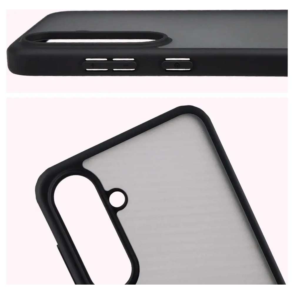 Etui Bizon Case Angelo do Samsung Galaxy S25 FE przydymione z czarną ramką