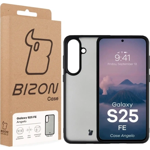 Etui Bizon Case Angelo do Samsung Galaxy S25 FE przydymione z czarną ramką