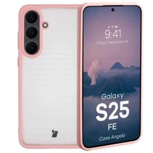 Bizon Case Angelo Samsung Galaxy S25 FE poloprůhledný s světle růžovým rámem