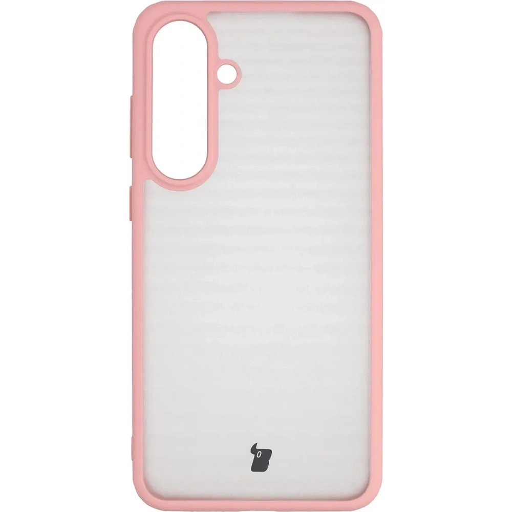 Etui Bizon Case Angelo do Samsung Galaxy S25 FE półprzezroczyste z jasnoróżową ramką