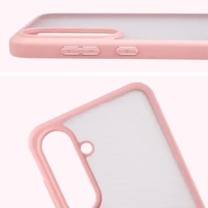 Bizon Case Angelo Samsung Galaxy S25 FE poloprůhledný s světle růžovým rámem
