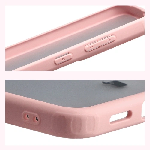 Etui Bizon Case Angelo do Samsung Galaxy S25 FE półprzezroczyste z jasnoróżową ramką