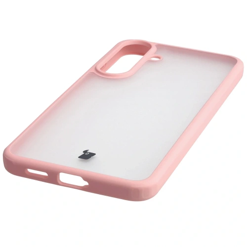 Etui Bizon Case Angelo do Samsung Galaxy S25 FE półprzezroczyste z jasnoróżową ramką