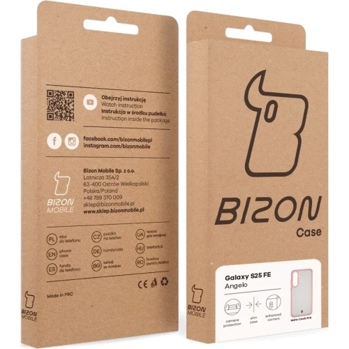 Etui Bizon Case Angelo do Samsung Galaxy S25 FE półprzezroczyste z jasnoróżową ramką