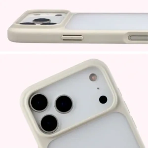 Etui Bizon Case Angelo do Apple iPhone 17 Pro Max półprzezroczyste z beżową ramką