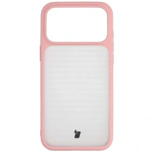 Etui Bizon Case Angelo do Apple iPhone 17 Pro Max półprzezroczyste z jasnoróżową ramką