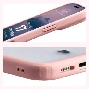 Etui Bizon Case Angelo do Apple iPhone 17 Pro Max półprzezroczyste z jasnoróżową ramką