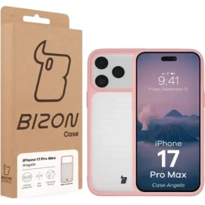 Etui Bizon Case Angelo do Apple iPhone 17 Pro Max półprzezroczyste z jasnoróżową ramką