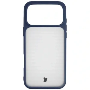 Etui Bizon Case Angelo do Apple iPhone 17 Pro Max półprzezroczyste z granatową ramką