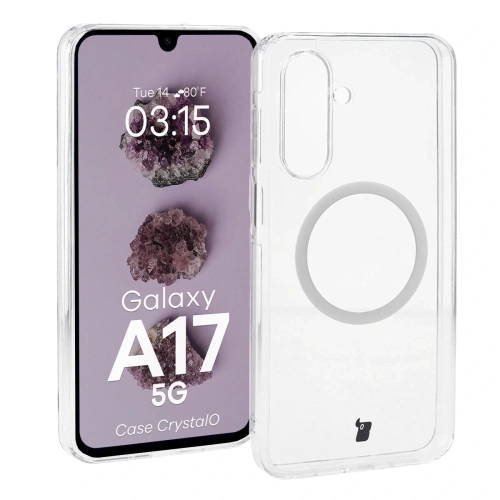 Etui z pierścieniem magnetycznym Bizon Case CrystalO Magnetic do Samsung Galaxy A17 5G przezroczyste